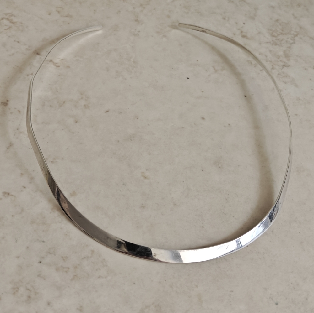 Vintage Rigid Collar Chocker Sterling Silver Necklace